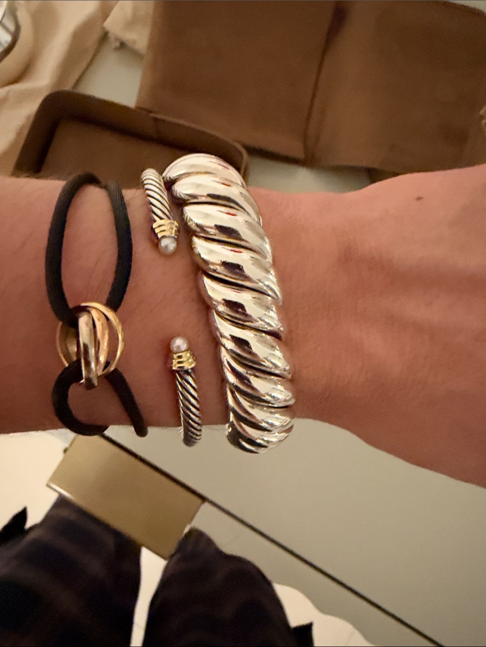 David Yurman Twisted Curb Bracelet - Gold and Silver Tone